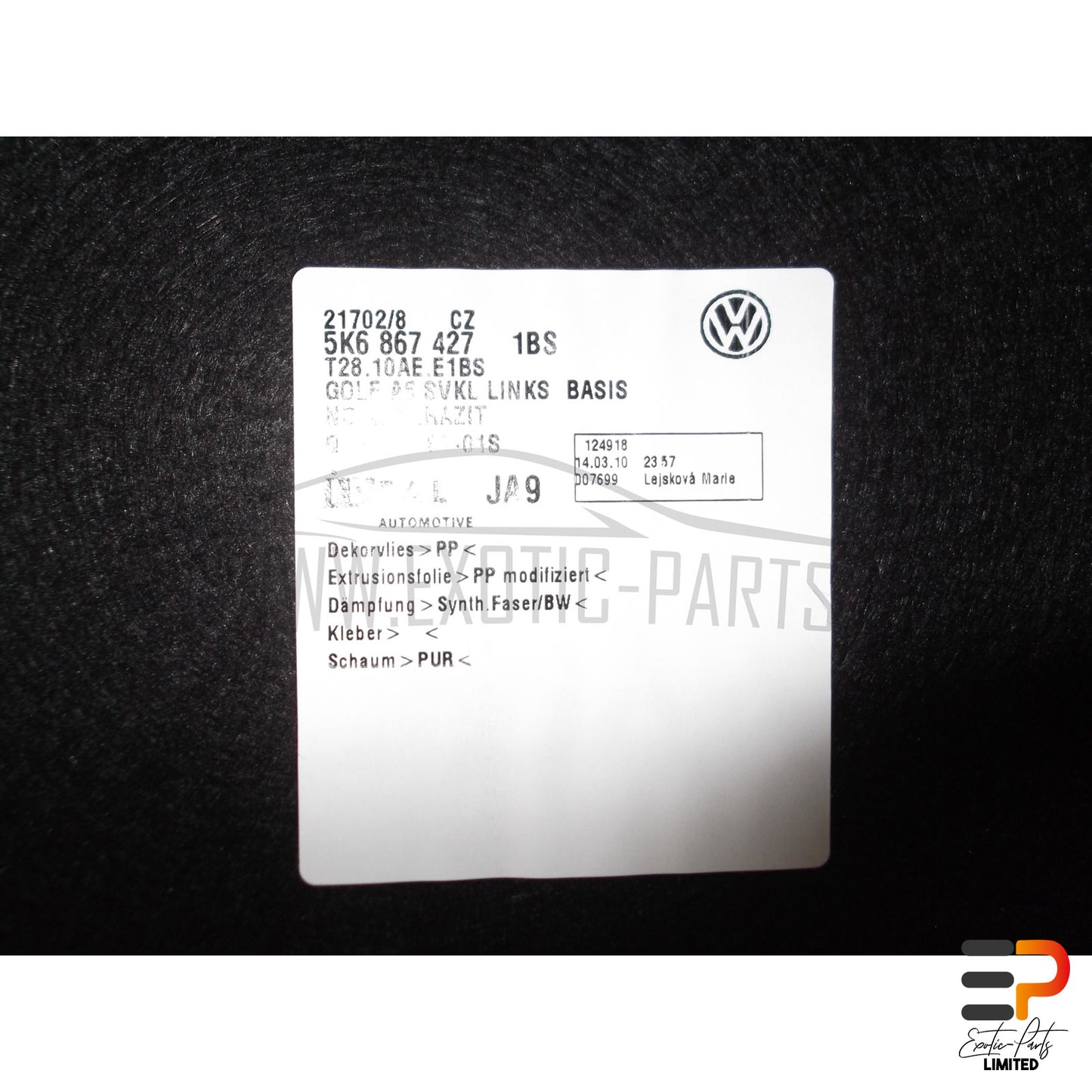 VW Golf VI Mk6 GTI 2.0 TSI Trunk Trim 5K6867427 1BS picture 4