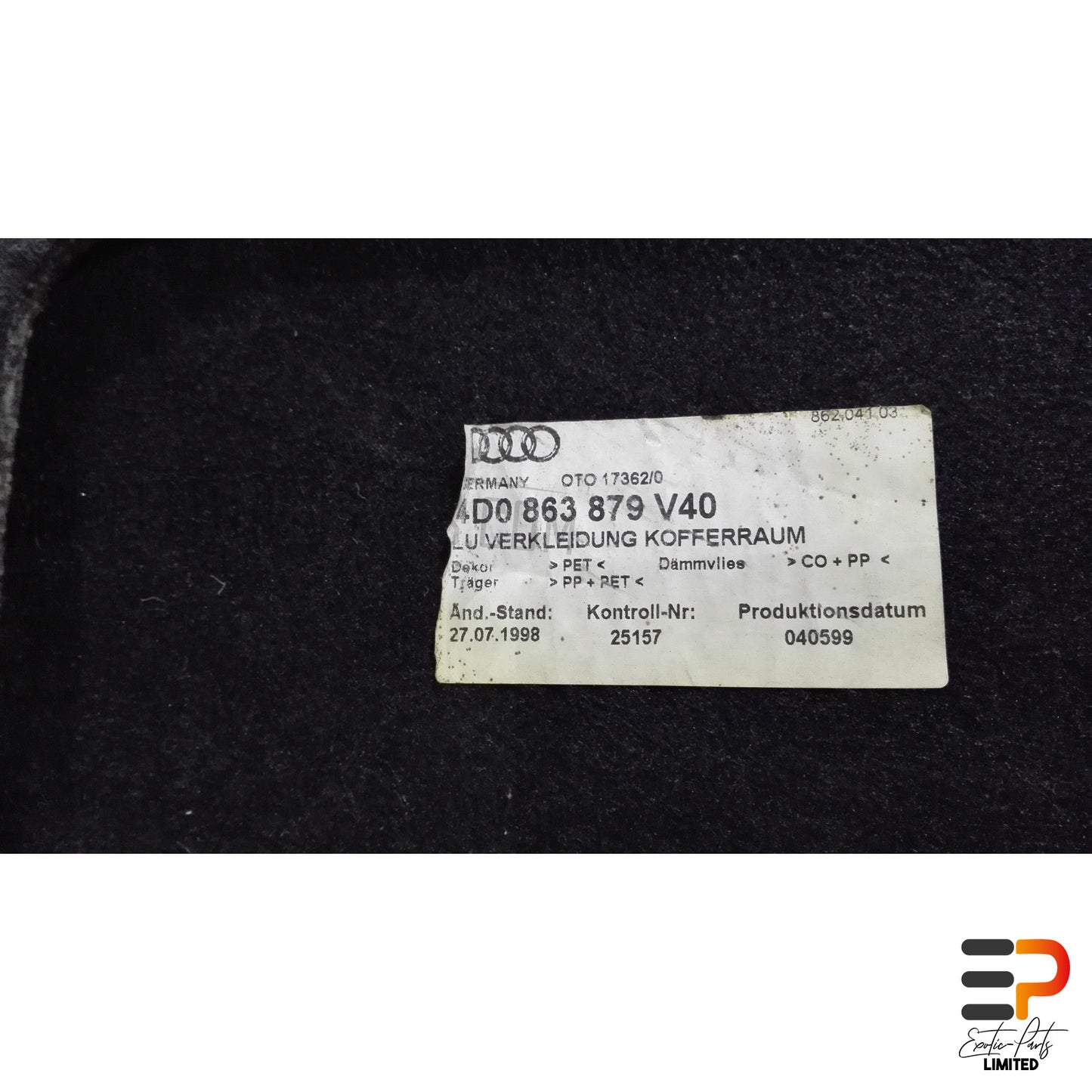 Audi S8 4.2 Quattro Trunk Trim 4D0863879 V40 picture 6