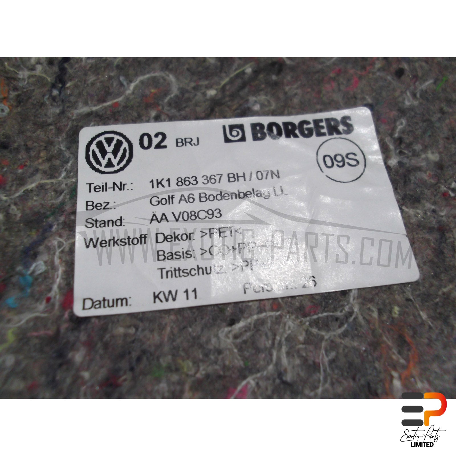 VW Golf VI Mk6 GTI 2.0 TSI Carpet 1K1863367BH 07N picture 8